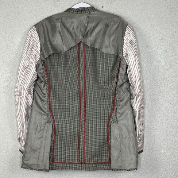 Peerless TailoRED Sport Coat 42L Gray White Plaid Unstructured Reda Wool - Picture 6 of 10